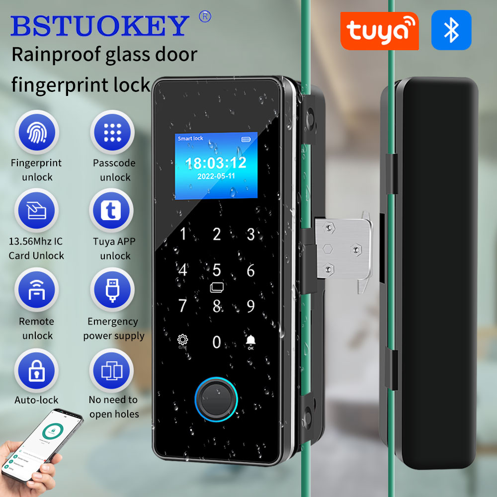 Glass Door Hinge - Waterproof Tuya APP Control Sliding Glass